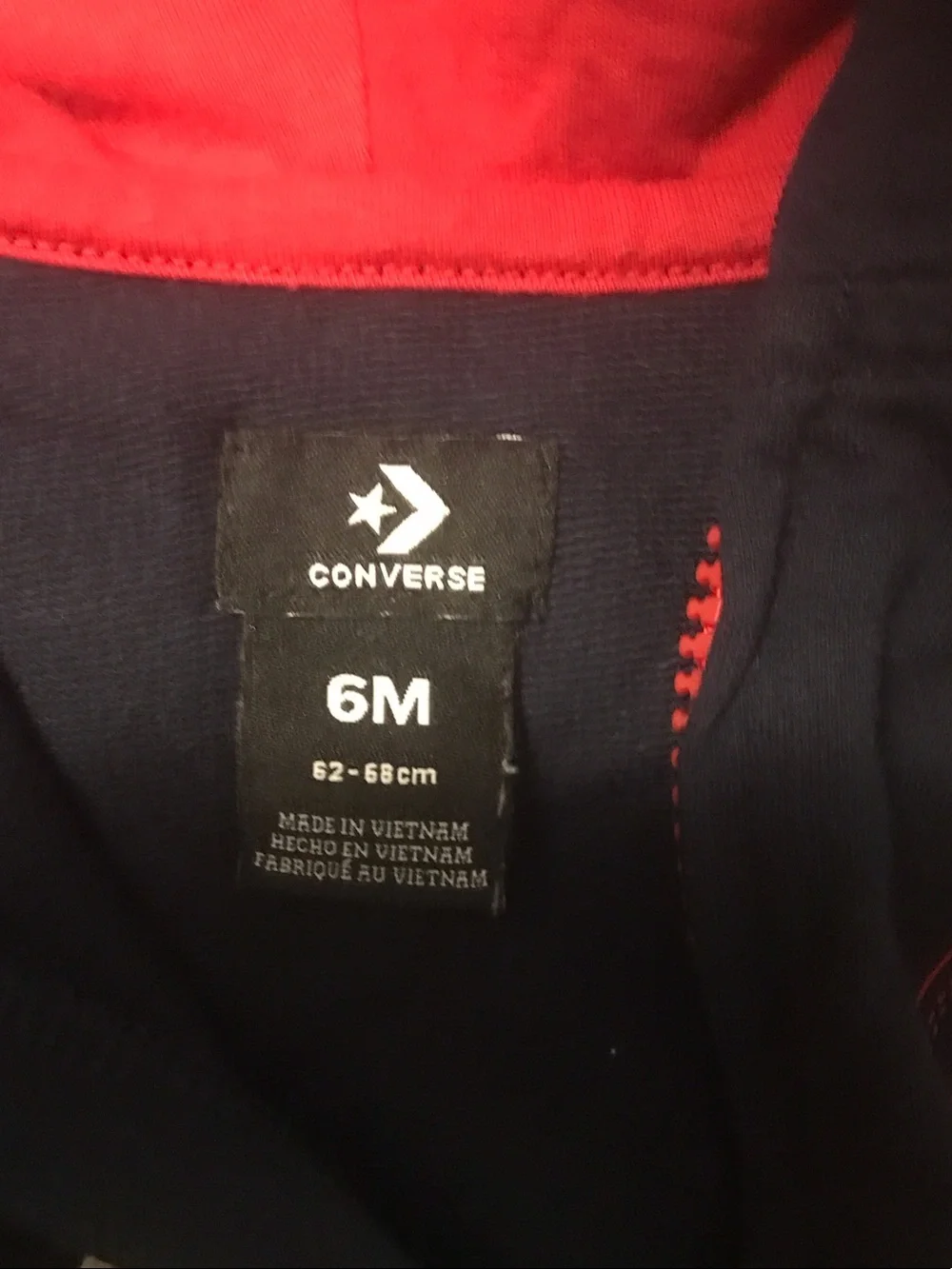 Converse Navy and Red Baby Hooded Zip Jumpsuit